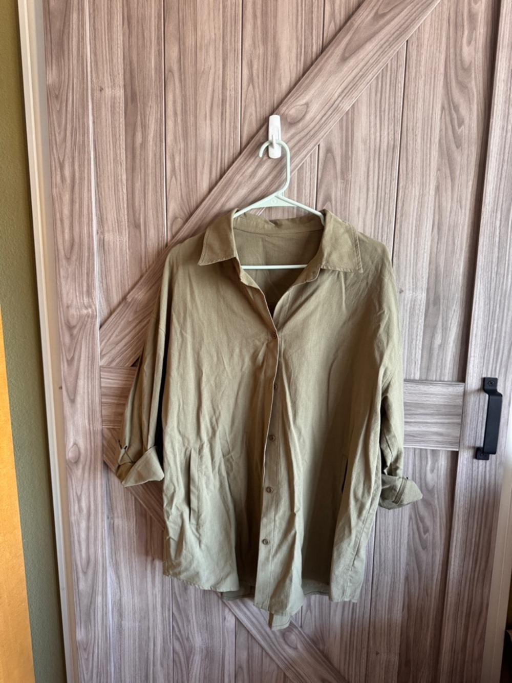 Women's Casual Button-Up Shirt in Olive Green - Picture 1 of 3